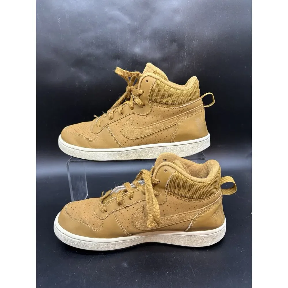 Nike Court Borough Mid Basketball Shoes Wheat Youth Size 6.5Y Style 839977-701